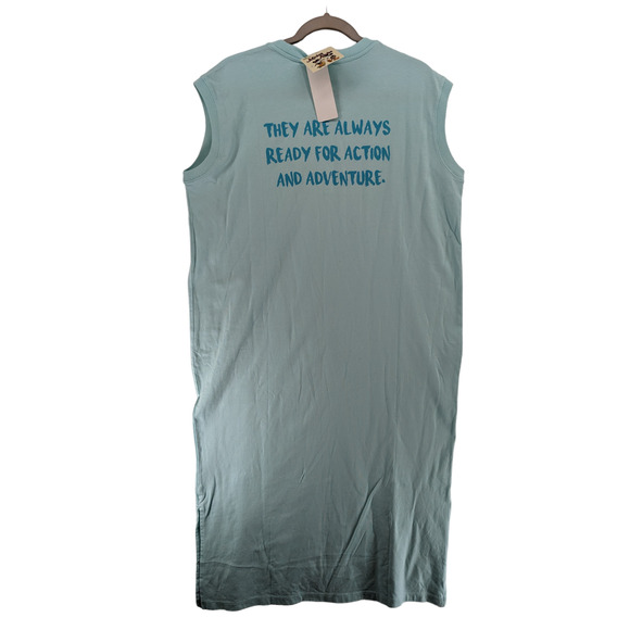 Disney Mickey Aloha Tank Dress M Green Midi Sleeveless Graphics Skateboard Crew - Picture 3 of 13